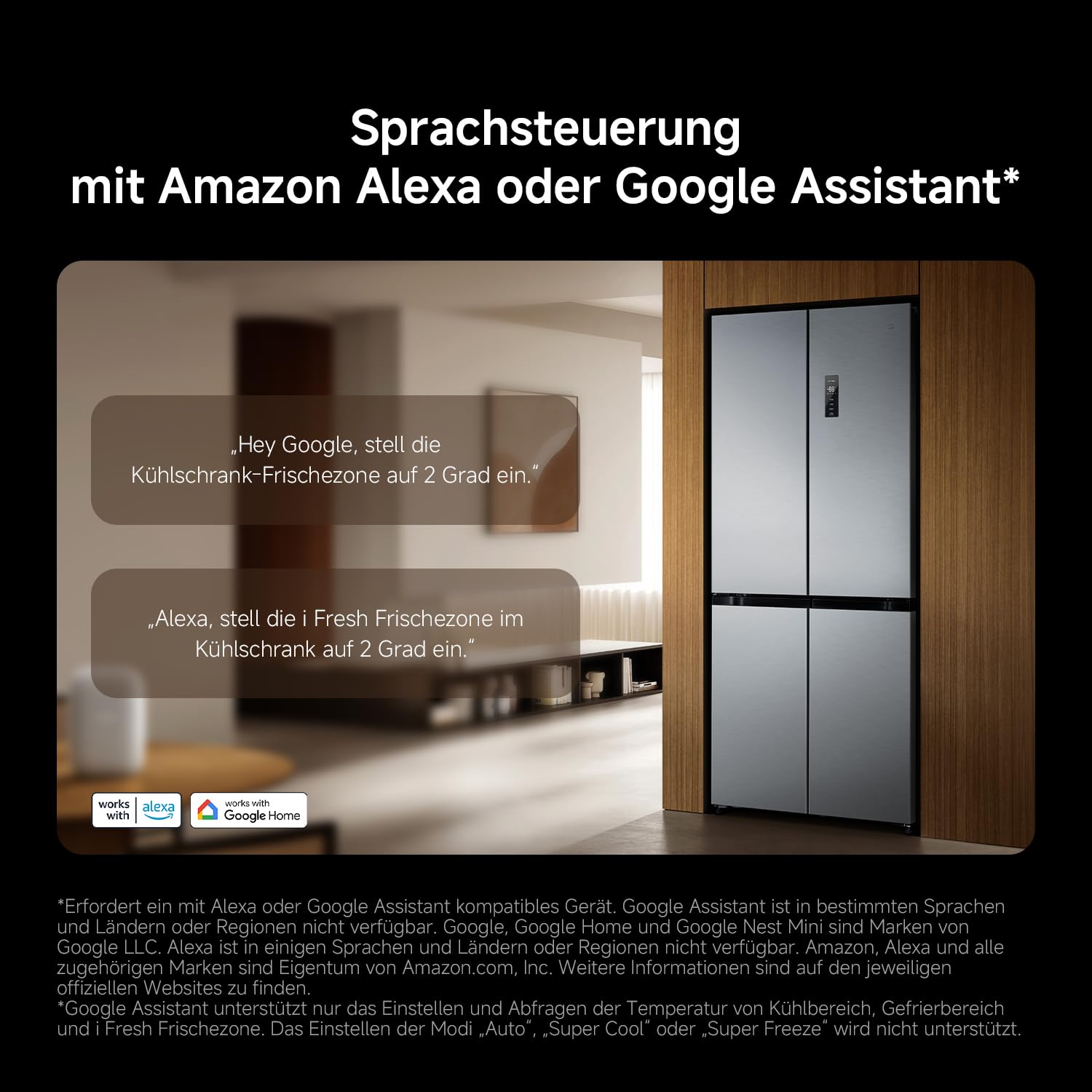 XIAOMI Mijia Cross Door Refrigerator 502L, No Frost, Ag⁺ Antibakteriell | i Fresh Konvertierbare Zone, Dual Inverter, Smart Control, Geräuscharm, Silber, W852×D600×H1912 mm