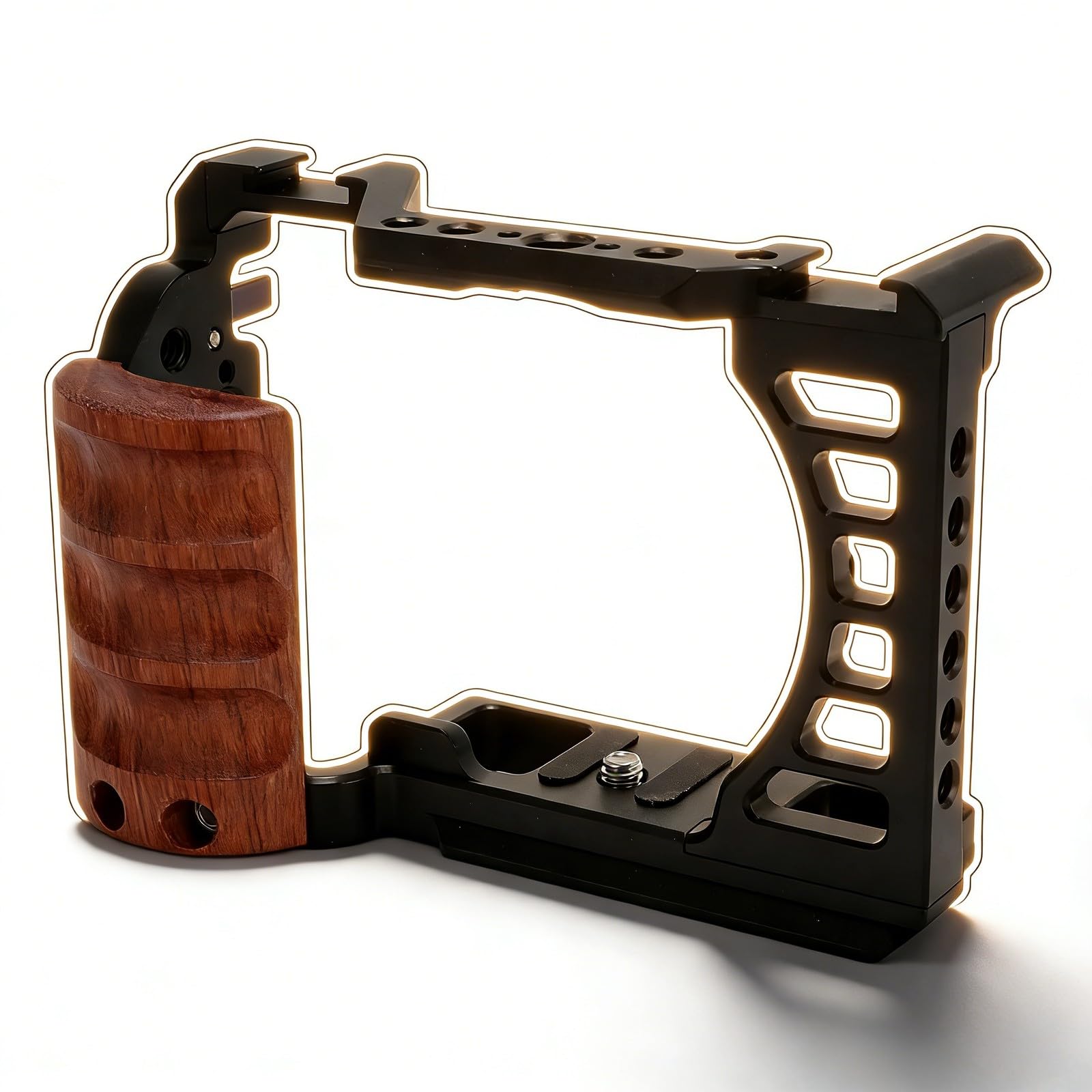 Camera Cage with Side Handle for ZV E1, Aluminium Alloy, Black, L Shaped Bracket - Quick Release Base, Cold Shoe Mount, Universal Grip for DSLR and ZV - E1 (Black)