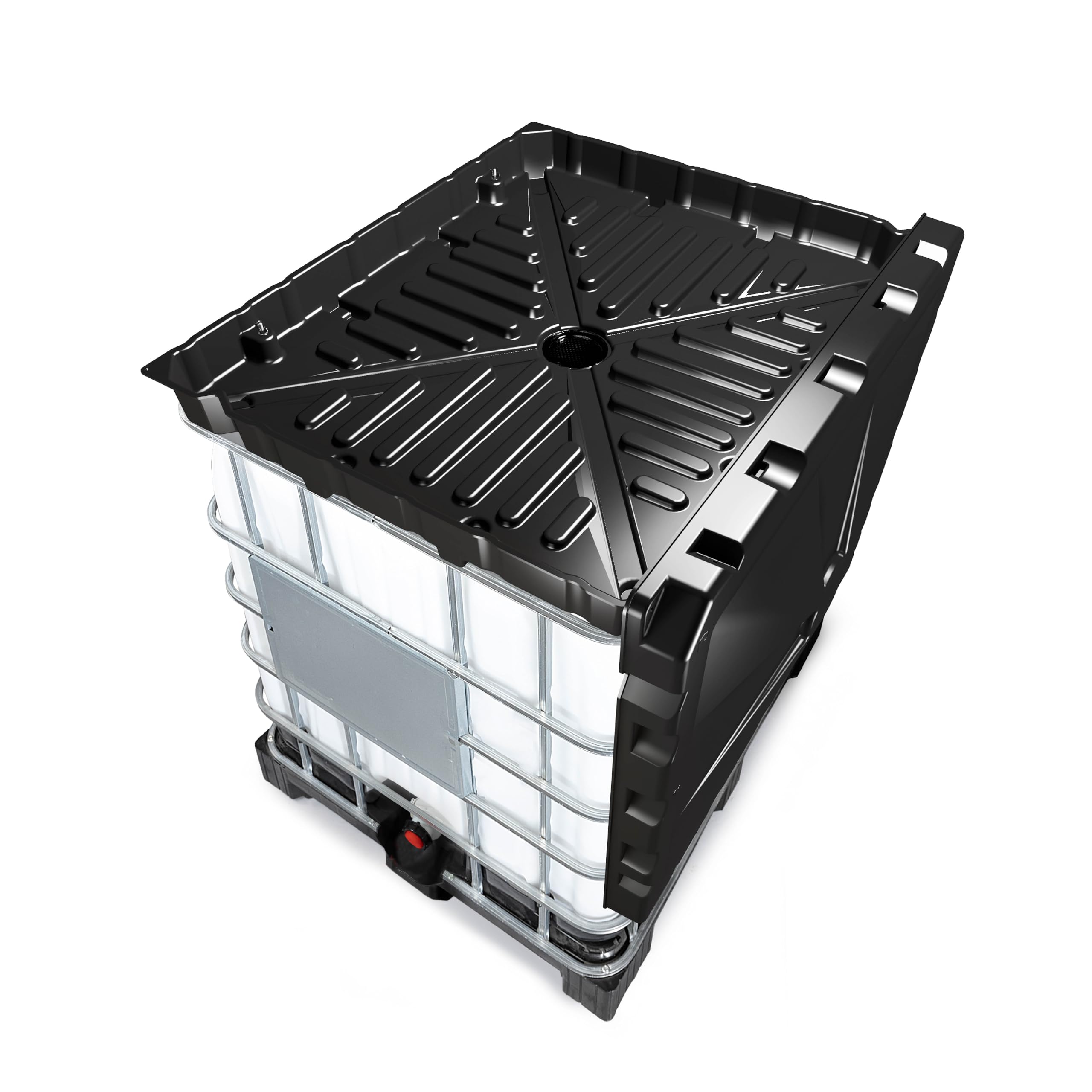 DENIOS® IBC Tote Funnel Kit in Black | Extra Large Wide Mouth | 48.8"x40.6"x6.6" | w/Cover, Metal Platform & Locks | Heavy Duty Funnel for Fast Liquid