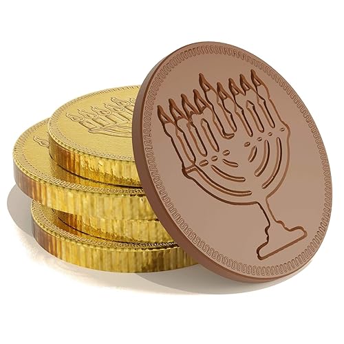 Miniatura 8 de Hanukkah Chocolate Gelt - Sin nueces - Monedas belgas de chocolate con leche - 1LB - Más de 100 monedas - OU D Kosher Chanukah Gelt