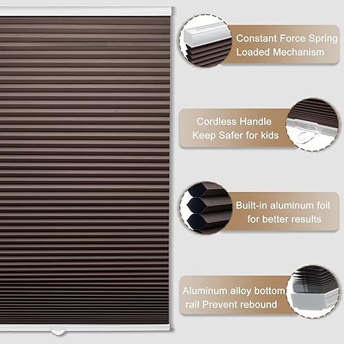 Miniatura 2 de MYshade Persianas opacas celulares inalámbricas de 1.5 pulgadas, aislamiento térmico, reducción de ruido, impermeables, tratamientos de ventana de