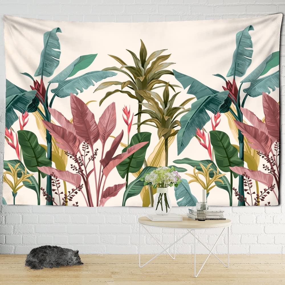 Arazzo con foglie di palma da appendere alla parete, piante tropicali naturali, estetica hippie, arredamento per la casa (W)230×(H)180CM