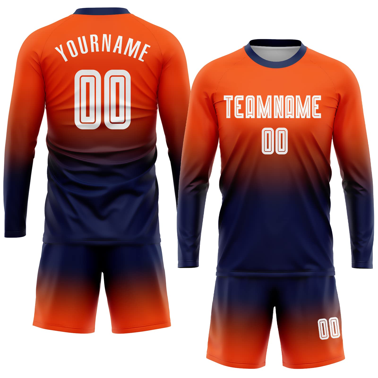 Custom Soccer Jerseys Long Sleeve Shirts and Short Printed Name and Number Personalized Team Jerseys