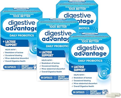 Digestive Advantage Defensa de la lactosa con enzimas lactasa y probióticos para la salud digestiva, apoyo para descomponer la lactosa, malestar