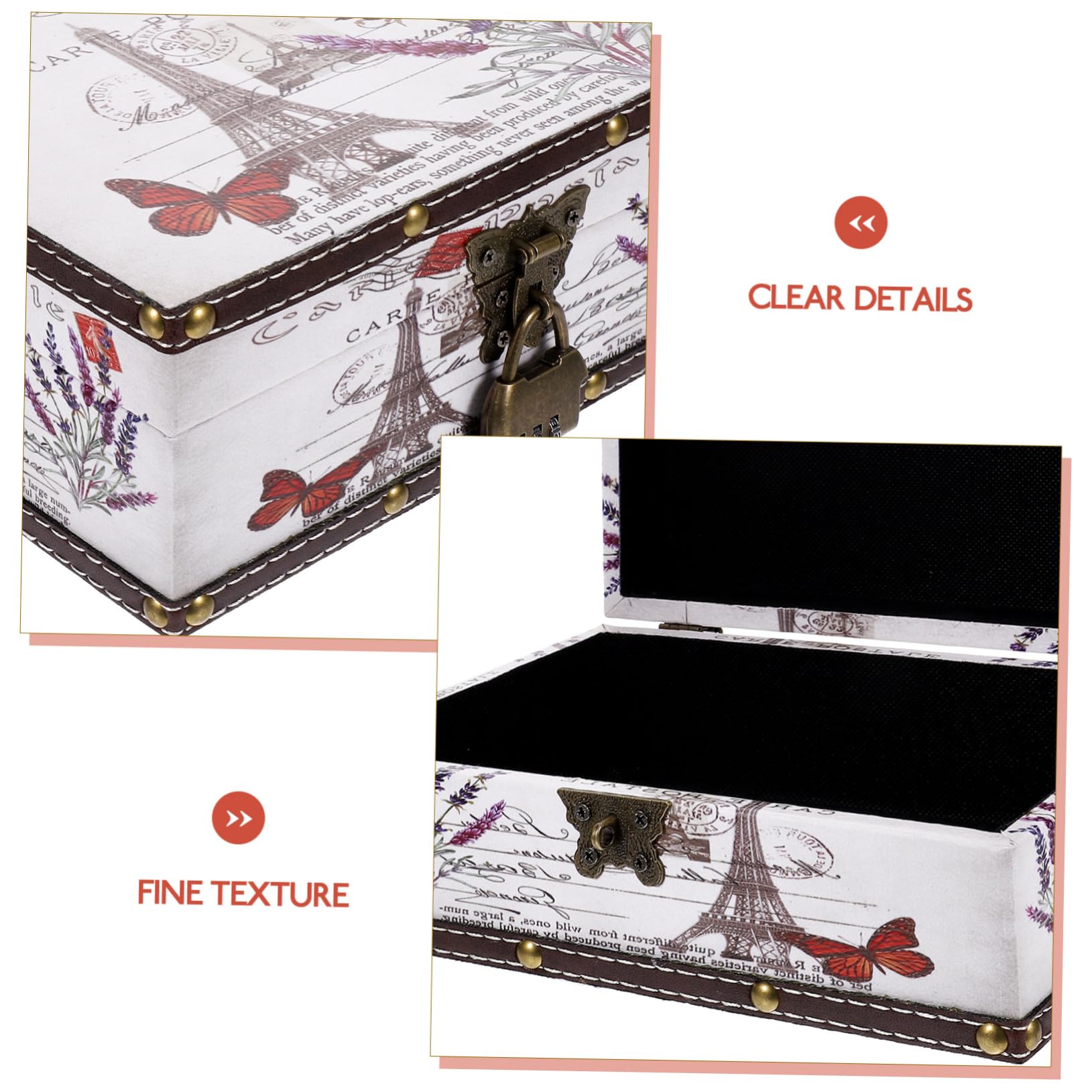 PRETYZOOM Vintage Dekorative Retro Schmuckkiste Holz Leder Aufbewahrungsbox mit Schloss und Ausreichendem Fassungsvermögen mit Staubschutz für Schreibtisch und Kommode