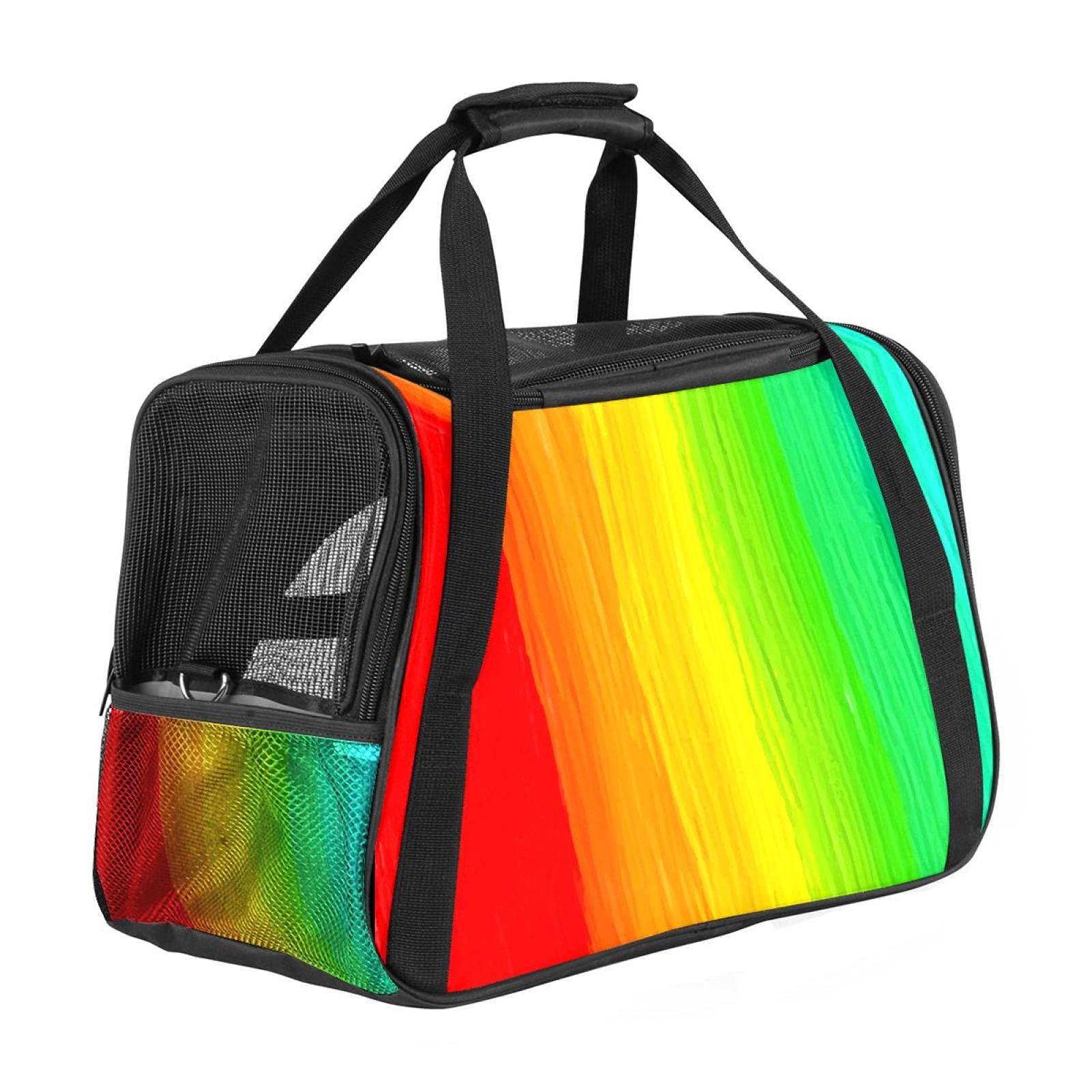 Sac de transport pour animal domestique chat chien motif arc-en-ciel