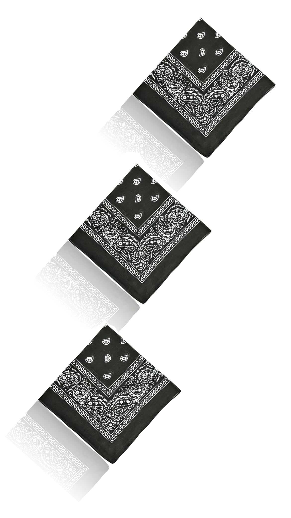 3-Pack Paisley Bandana Scarves - Versatile Cotton Headwear for Cowboys and More