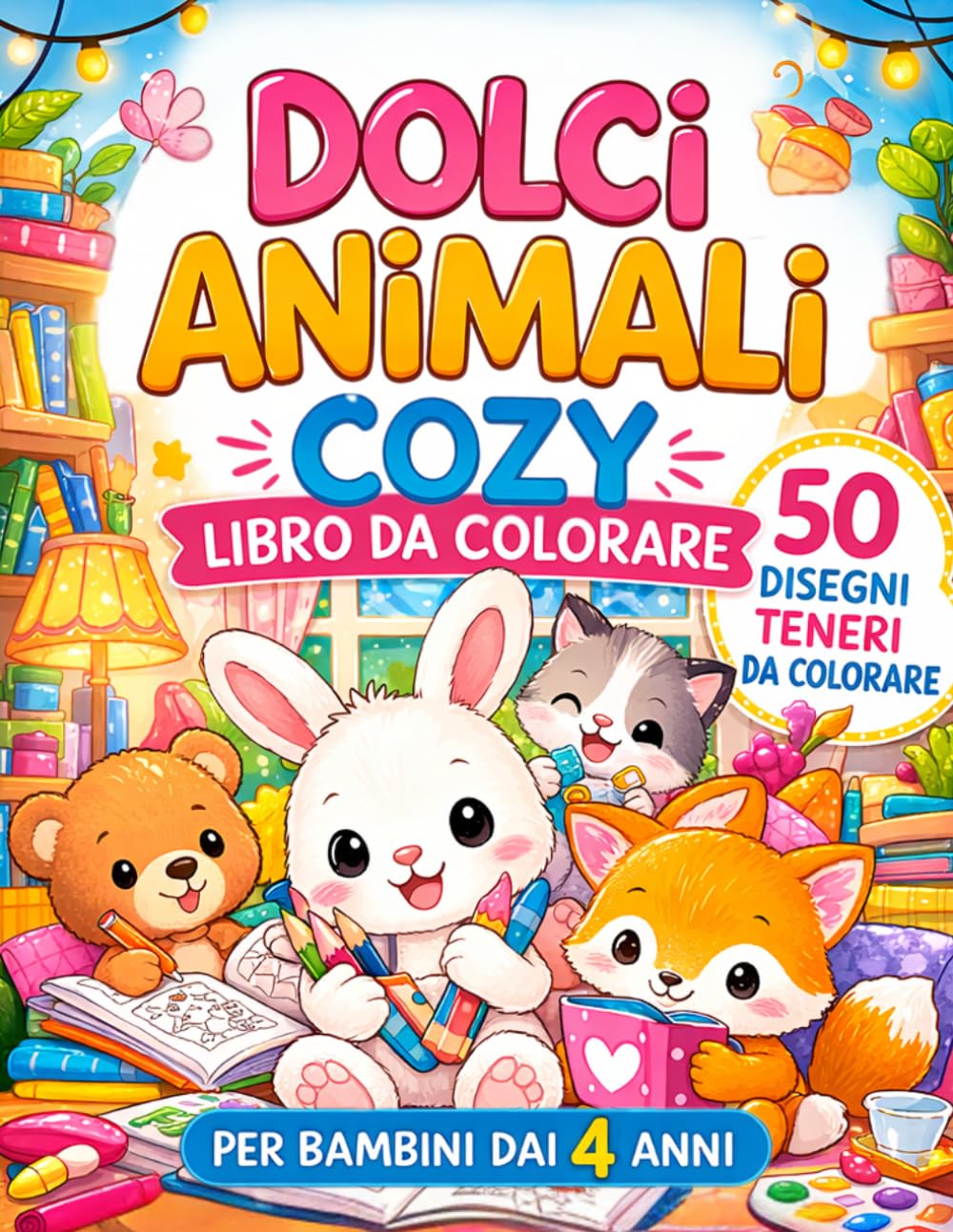 Dolci Animali Cozy: 50 Disegni Teneri e Rilassanti | Animali Adorabili da Colorare | Età 4+ (Leo Magia - Coloriamo insieme)