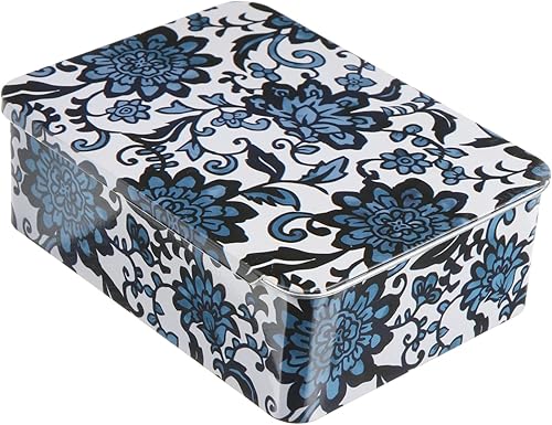 Zerodeko Caja vacía de hojalata de metal, caja de almacenamiento de hojalata con bisagras de metal, caja de almacenamiento de joyería con tapa, caja
