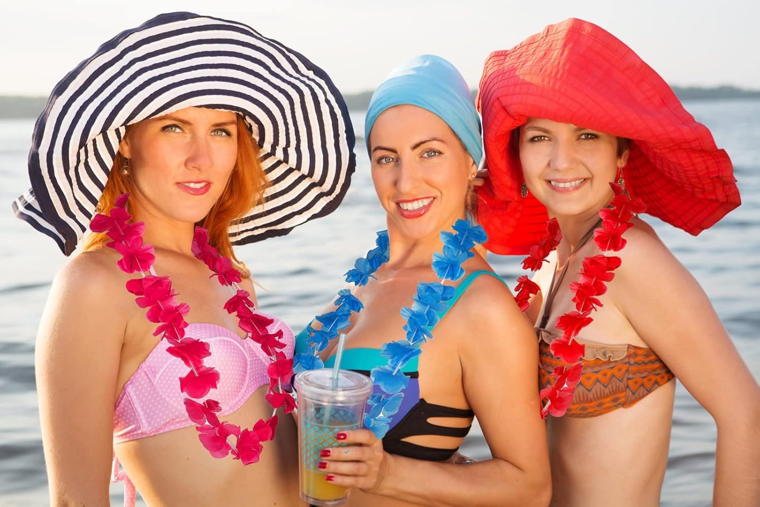 Patyflow Hawaiian Leis 50pcs, Luau Birthday Party Decorations, Hawaiian Necklace Silk Flower leis for Luau Beach Birthday Party Decorations and Party Supplies