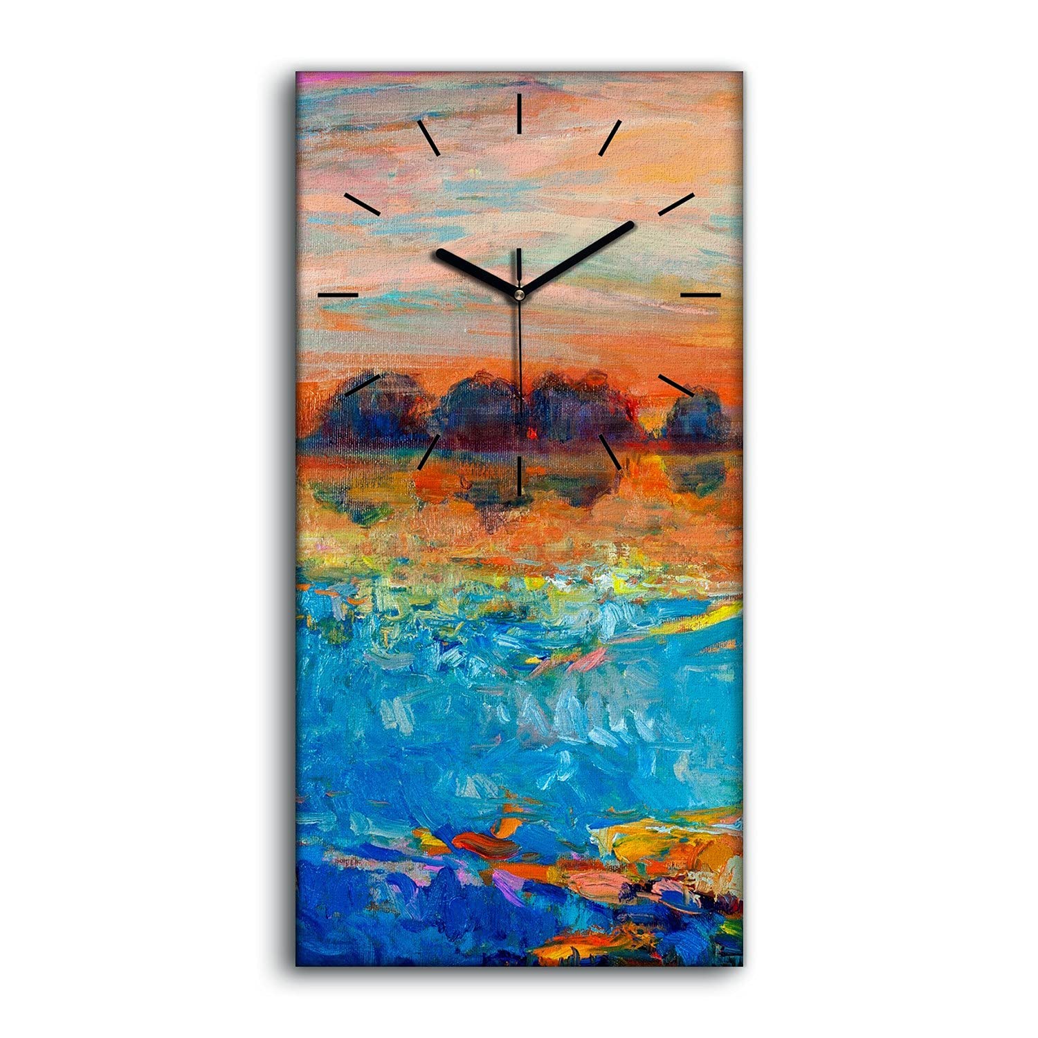 Horloge murale paysage de lac pour décoration de salon moderne