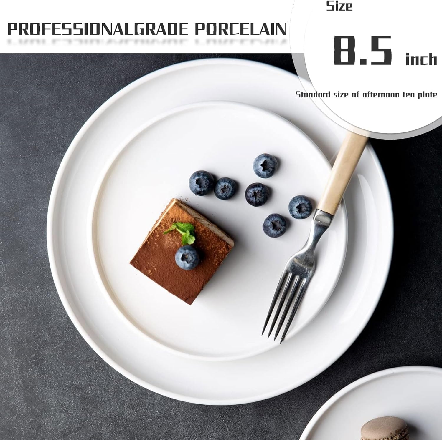 Amazon 6-Piece 8.5" White Dinner Plates Lightweight Round Plates, Simply Dessert Plate, Triple Layer Glass and Chip Resistant, for Microwave and Dishwasher Safe Scratch Resistant, Winter Frost White