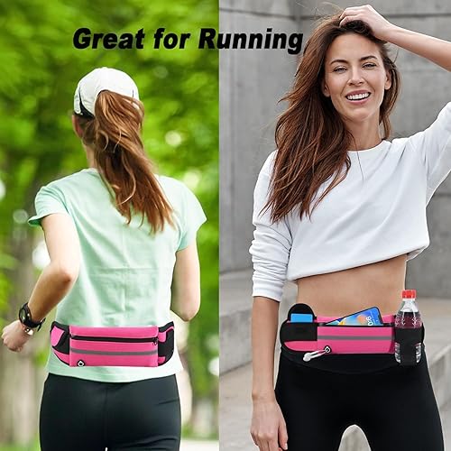 Miniatura 3 de Riñonera de cinturón para correr,Riñonera resistente al agua,Bolsa ajustable para correr, Rojo rosa, Ajustable, Sencillo