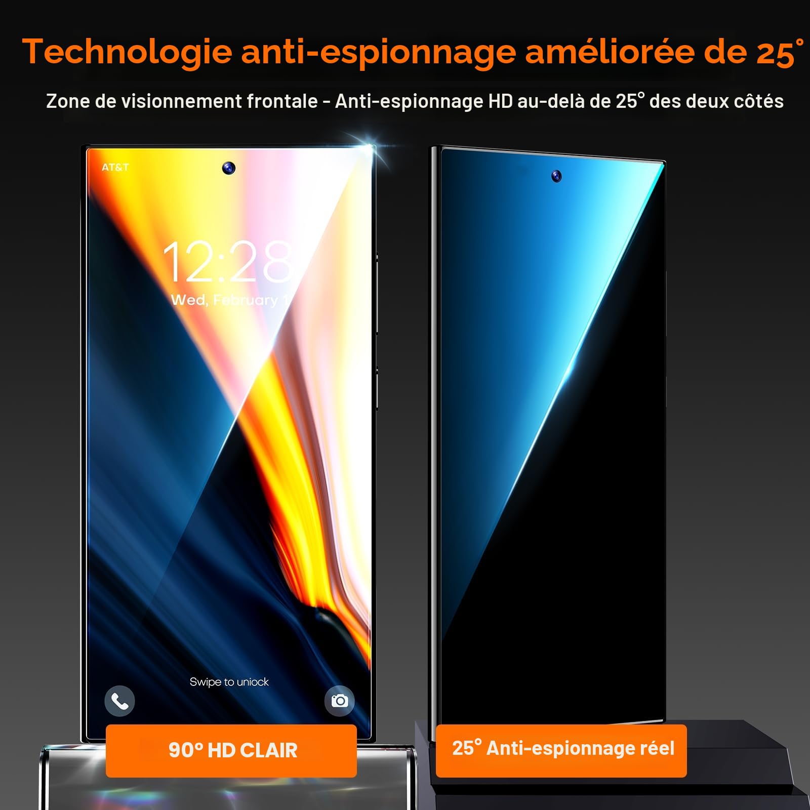 LϟK Lot de 2 Verre Trempé pour Samsung Galaxy S24 Ultra Écran Anti Espion