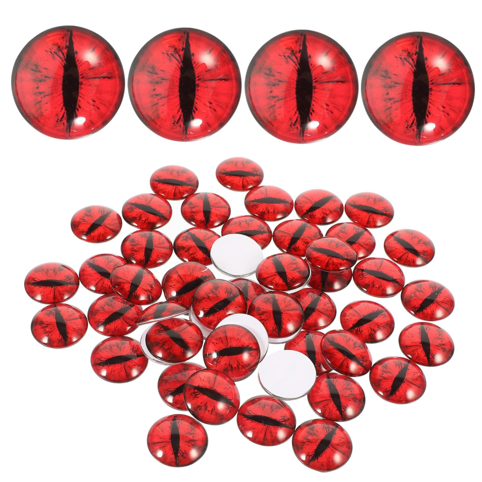 NUOBESTY Occhi Finti in Vetro Rossi 100 Pezzi Tondi per DIY e Craft | Alta Trasparenza, Effetto Realistico, Finitura Lucida, per Lavori Manuali e Creazioni Artistiche