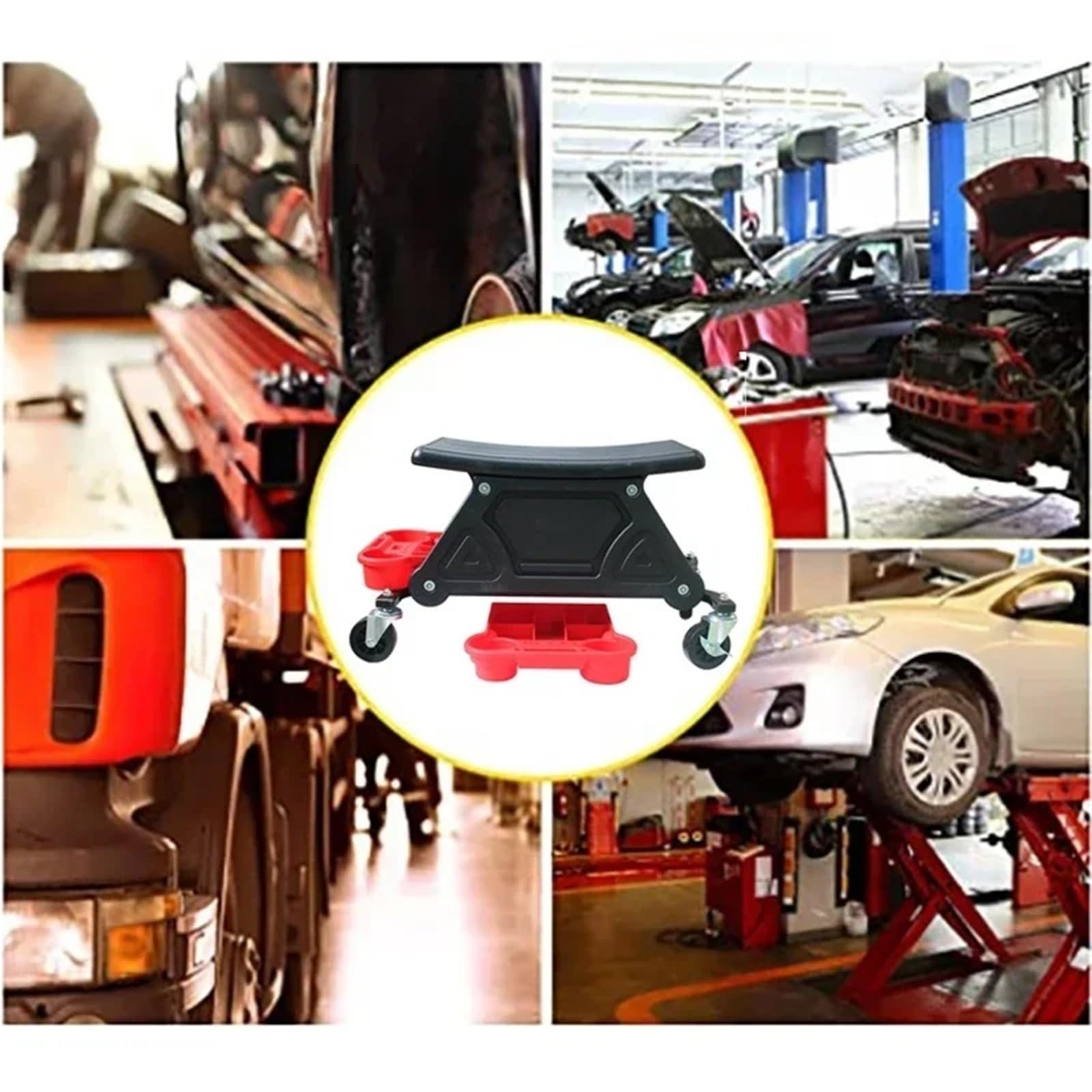 Siedzenie mechanika Wielofunkcyjny fotel samochodowy do projektów polerowania woskiem Fotel samochodowy typu Mobilny fotel typu Akcesoria do mycia samochodów Mechanika Stołek Obrotowy(Yellow)