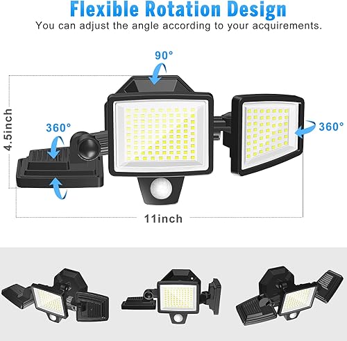 Miniatura 6 de Luz de inundación para exteriores con sensor de movimiento, alto brillo de 2500 lúmenes, con control remoto, distancia de detección de 27 pies, con