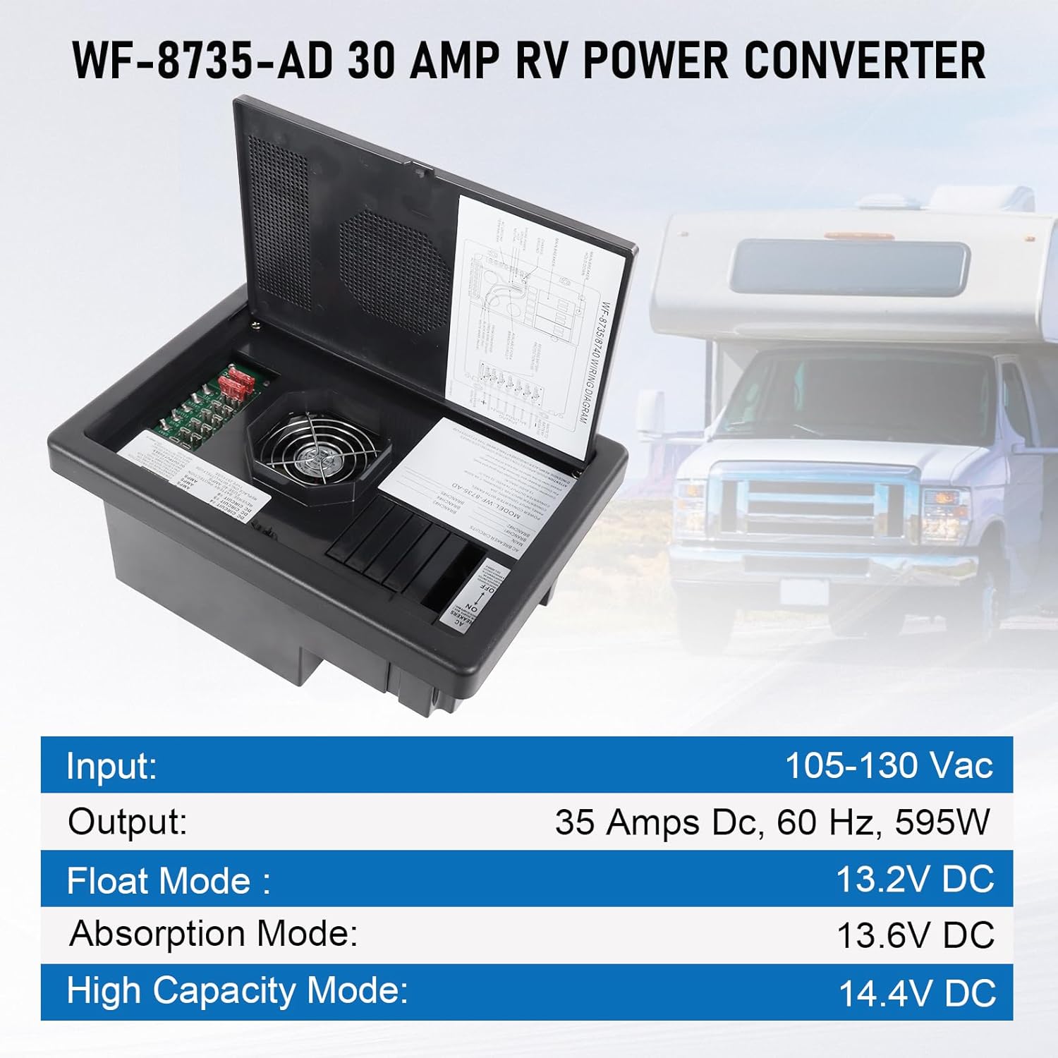 WF-8735-AD 30 Amp Power Converter Charger Replacement for RV Trailer Camper Caravans Travel, 35 Amp DC Output