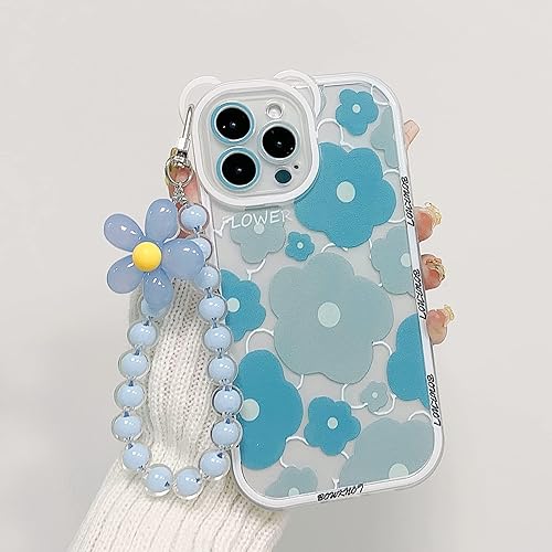 Miniatura 3 de NITITOP Funda compatible con iPhone 12 Pro Max con bonita pulsera de flores, funda transparente para lente de cámara de oso floral para mujeres y