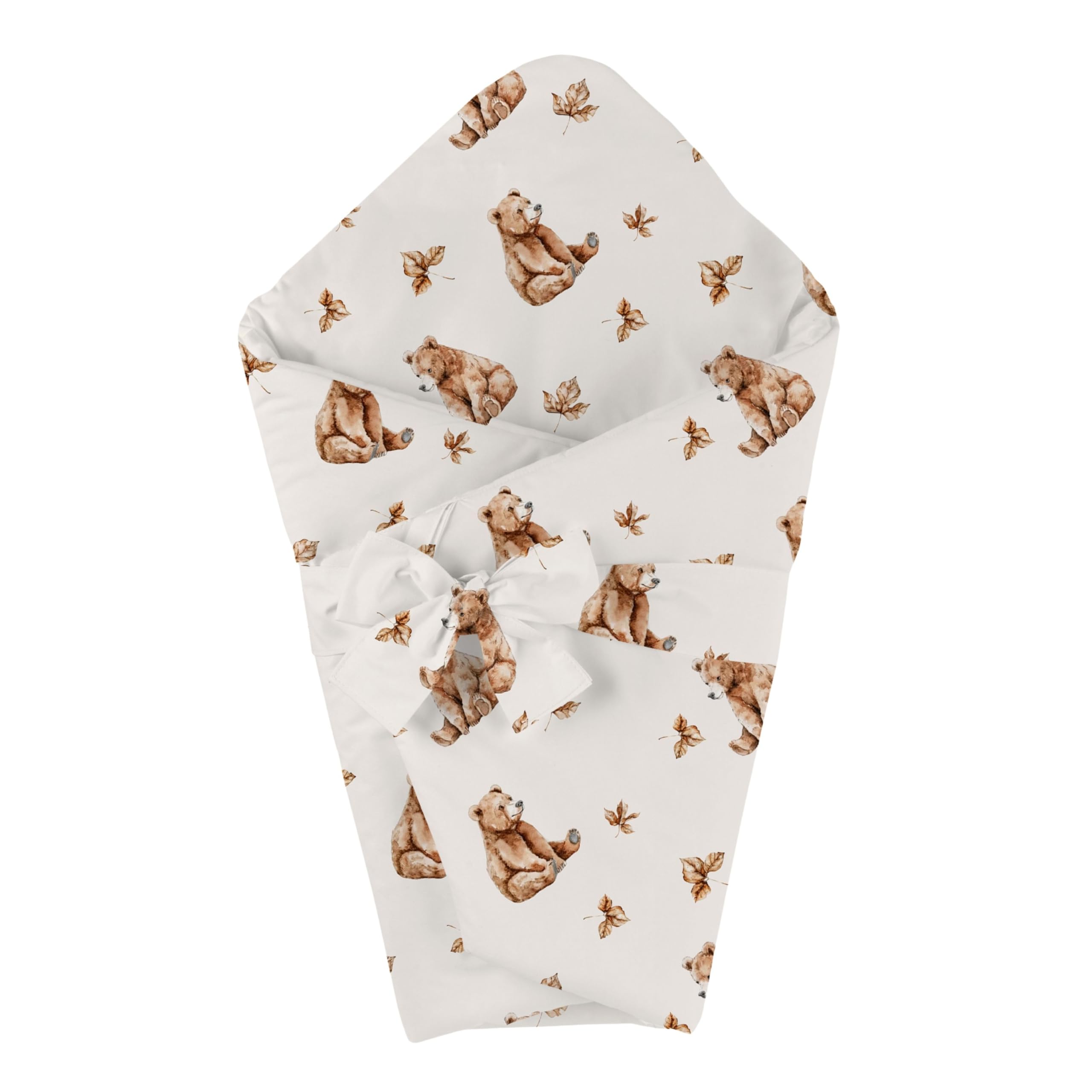 waldin Babybettwäsche Bambus Viskose Set ohne Bezug, Bärchen/Beige | Hypoallergen, Atmungsaktiv, Thermoregulierend und Antibakteriell, Decke und Kissen mit Füllung, für Jungen und Mädchen