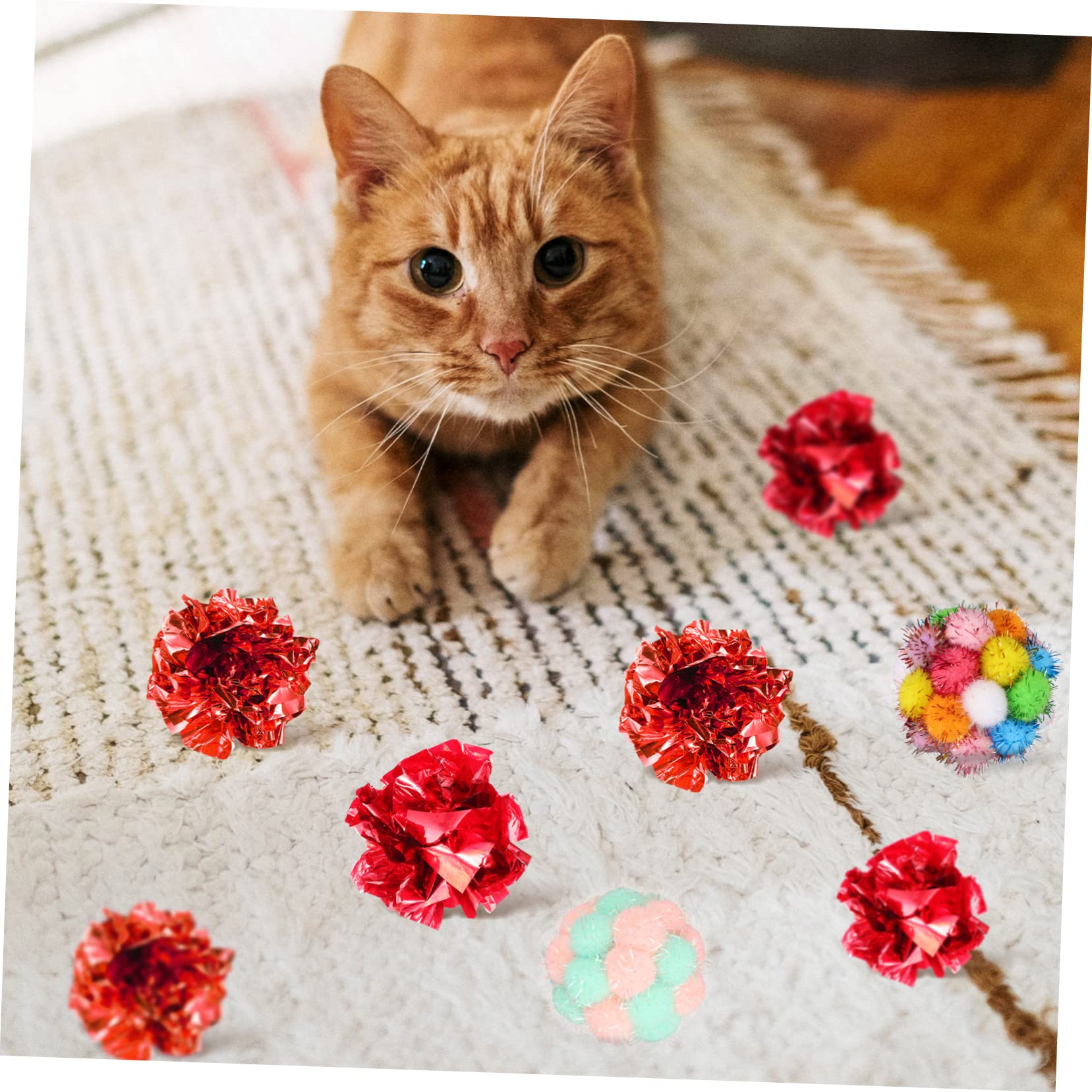 INOOMP 75pièces Boules à Crinkle pour Chats Lot de Jouets Peluche Colorés pour Chats Intérieur Stimule Interaction Et Exercice