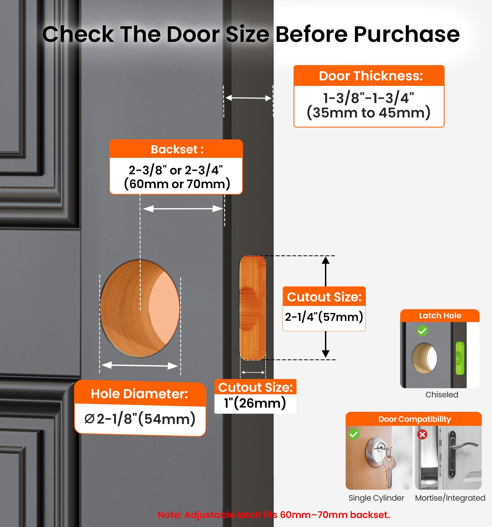 Veise 3-Pack Keyed Alike Entry Door Knobs - Satin Nickel -5