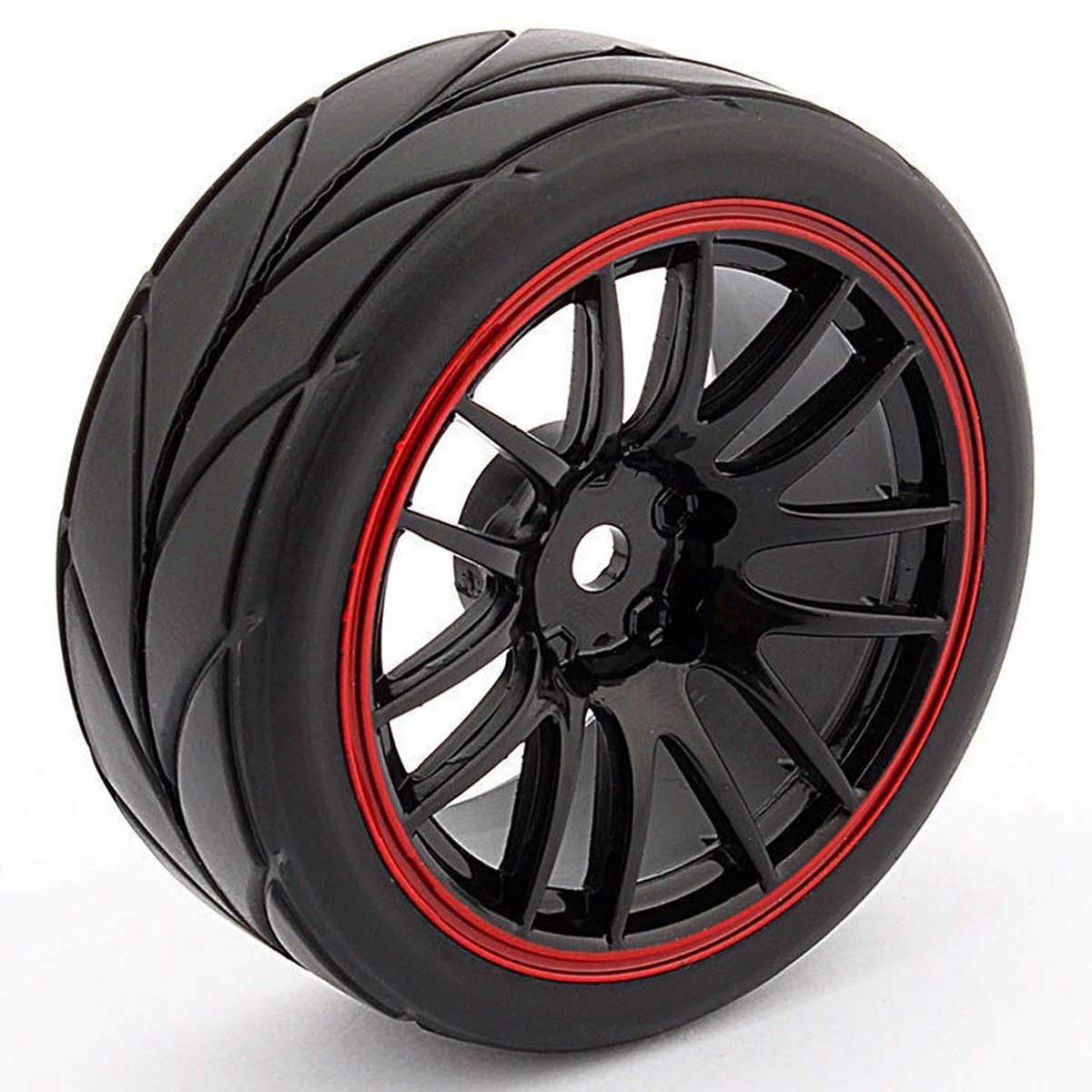 Amazon | nte 4個12Mmハブホイールリム＆ラバータイヤ、 RC 1/10オン