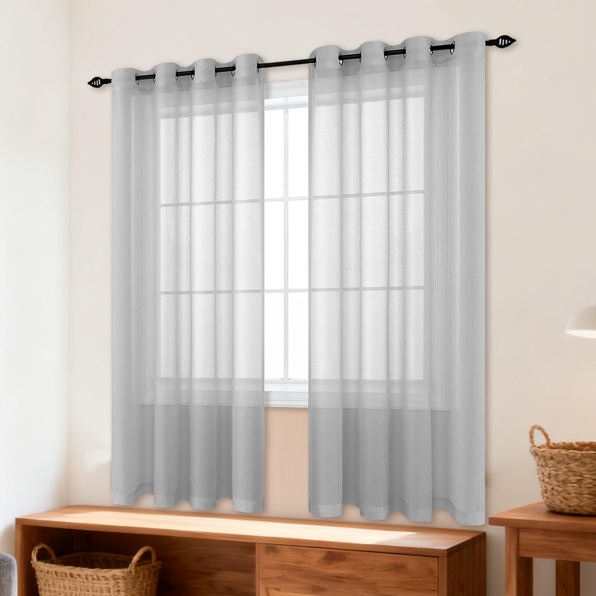 Rideau voilage balcon et chambre rideau transparent gris 270x340