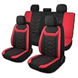 Breathable Car Seat Covers Full Seats,3D Air Mesh Cloth Seat Covers for Cars, Split Bench Compatible Car Interior Covers, Universal Fit Most Car Sedan Truck SUV(Black/Red)