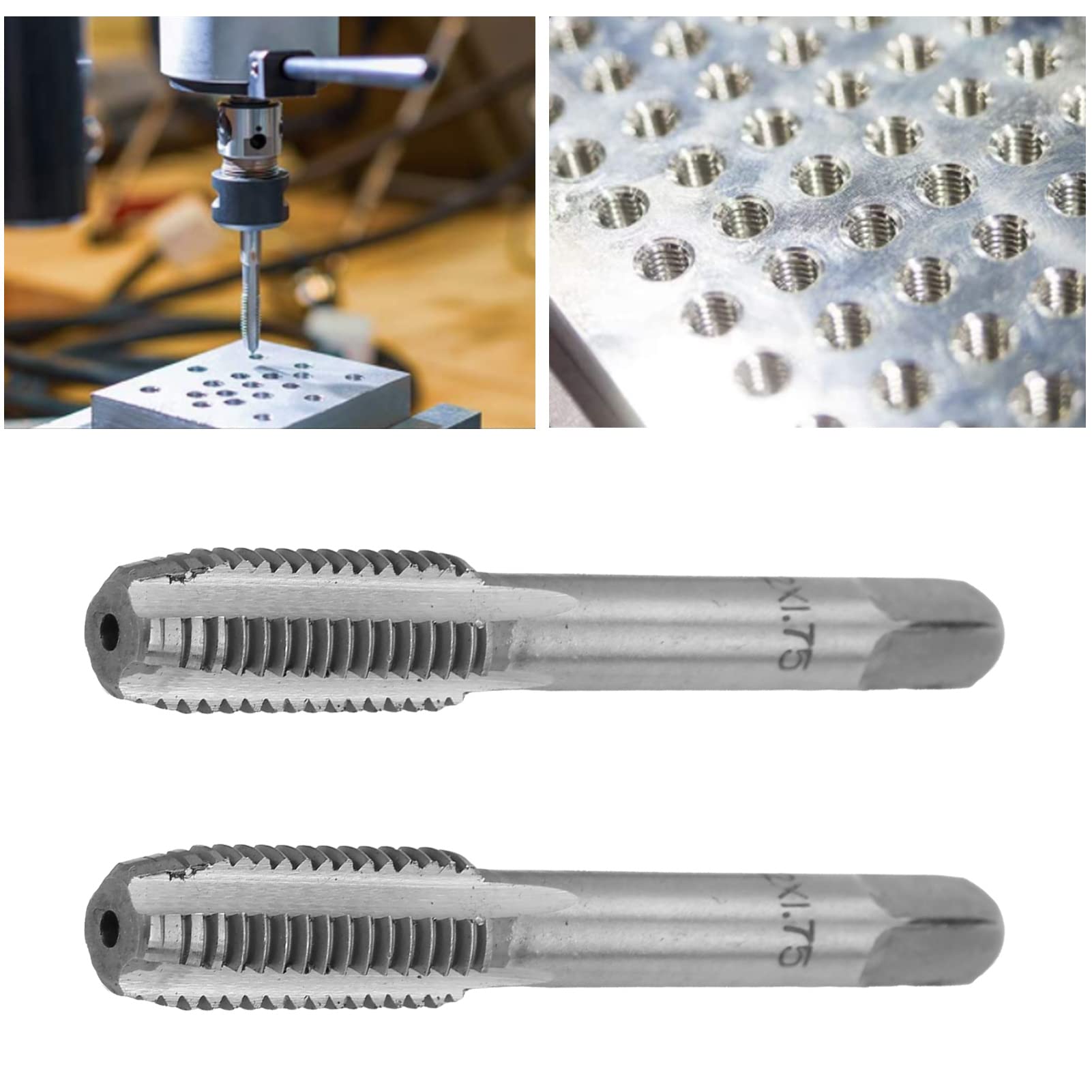 Thread Tapping Tool,BOROCO 2pcs High Steel Thread Tap Straight Flutes Thread Tapping Tool Hand Thread Tap(M16*2.0) - Image 3