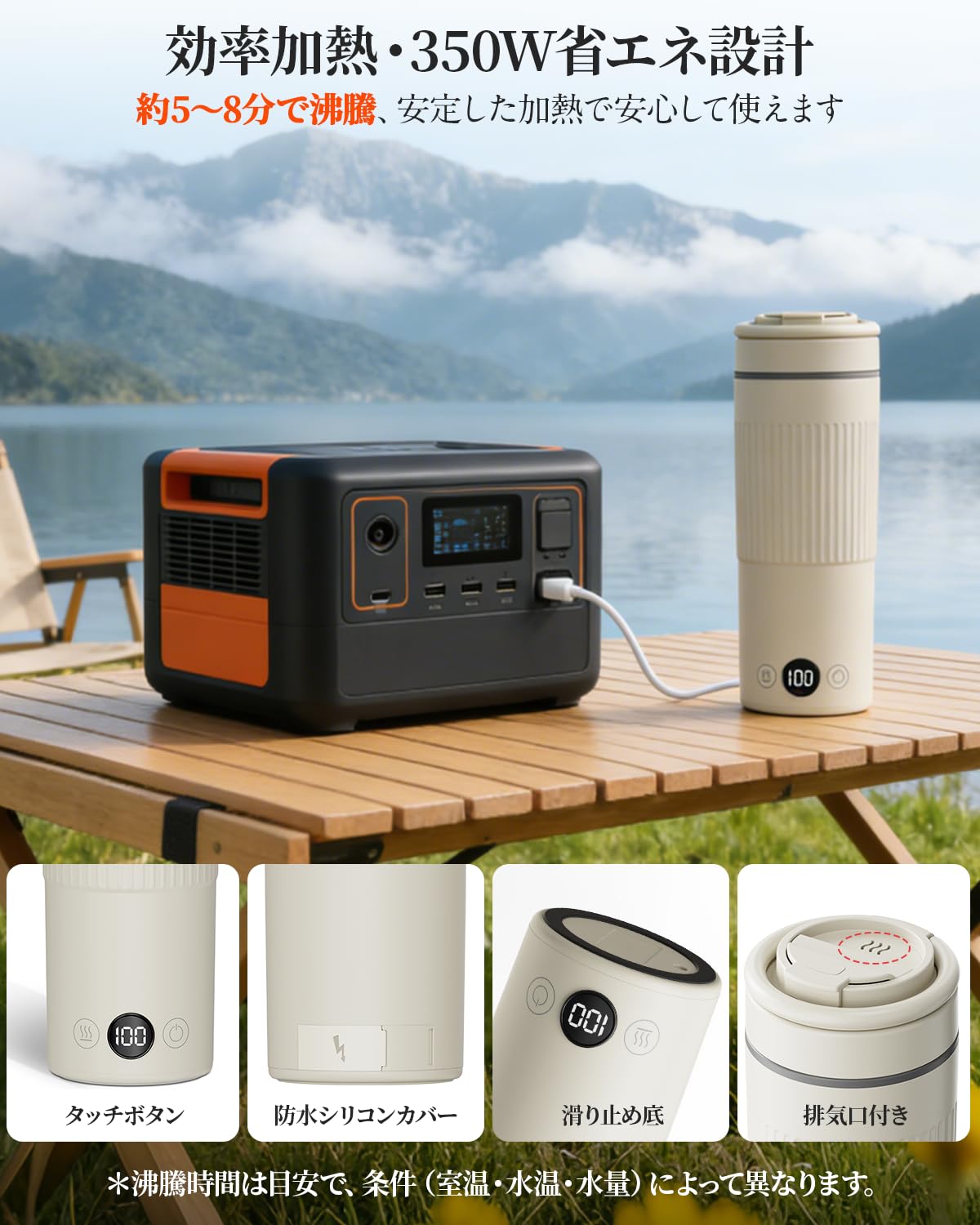 Amazon | 電気ケトル 小型 600ml ポータブルケトル 携帯用 海外対応