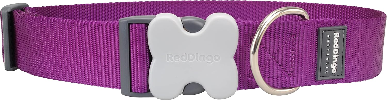 Red Dingo Classic Dog Collar – Giant Long Size, Durable Black Nylon with Super-Strong Bucklebone Clip and Stainless Steel D-Ring – Comfortable, Adjustable, Stylish Collar for Large Dogs