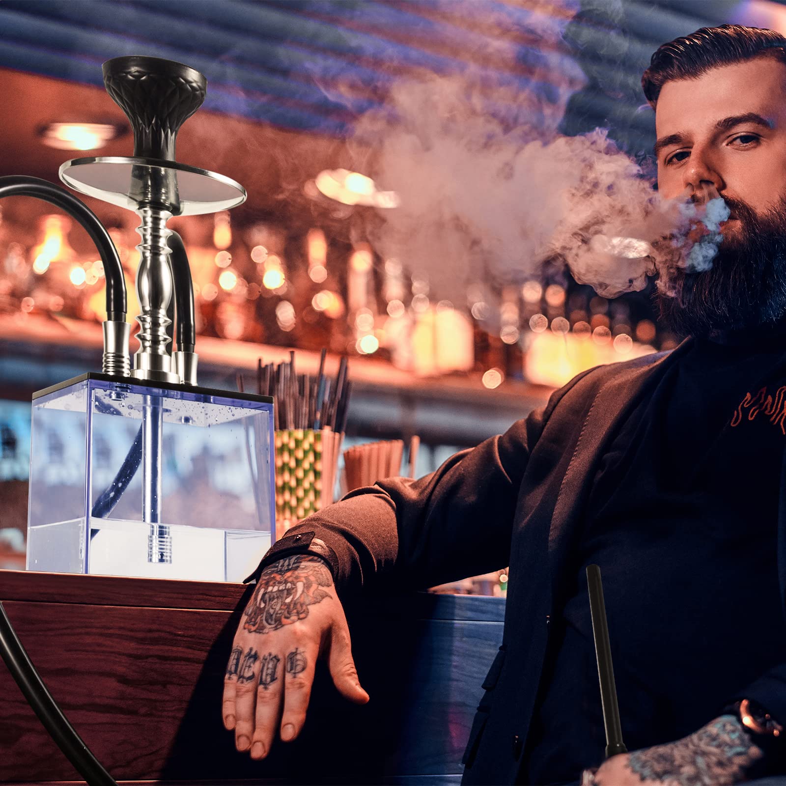 Hookah Set 2 Hose Hookah Complete Set with Hookah Accessories,Micro