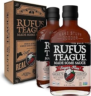 Rufus Teague - Sugar-Free BBQ Sauce Smoke 'N Chipotle - Premium Barbecue Sauce - 12.25 oz. Bottles - 2 Pack