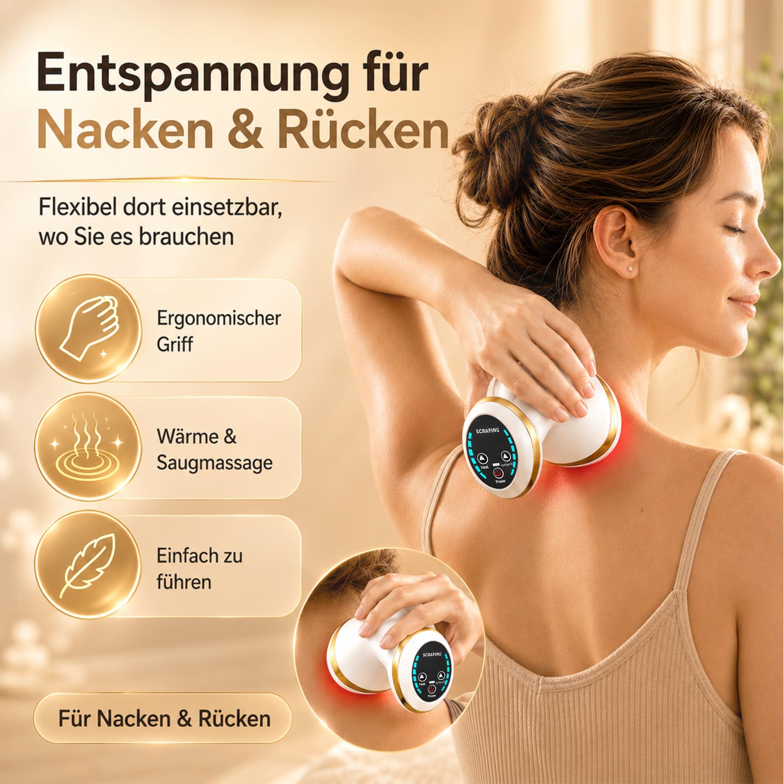 Anti Cellulite Massagegerät, 4-in-1 Lymphdrainage Massager Schröpfgerät Elektrisch Anticellulite Geräte Gua Sha Lipödem Massagegerät mit Vakuum Massage für Körperstraffung Lymphdrainage Durchblutung