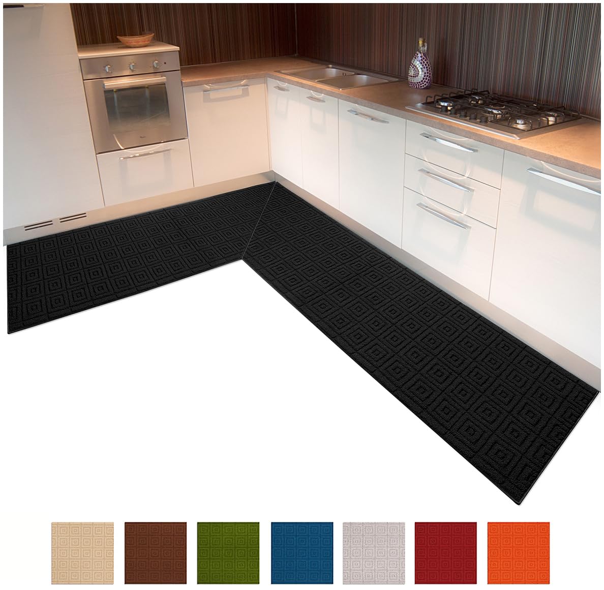 emmevi Evita - Tappeto Angolare Personalizzabile per Cucina, Antiscivolo e Lavabile, 100% Made in Italy, Disponibile Fino a 250 Cm