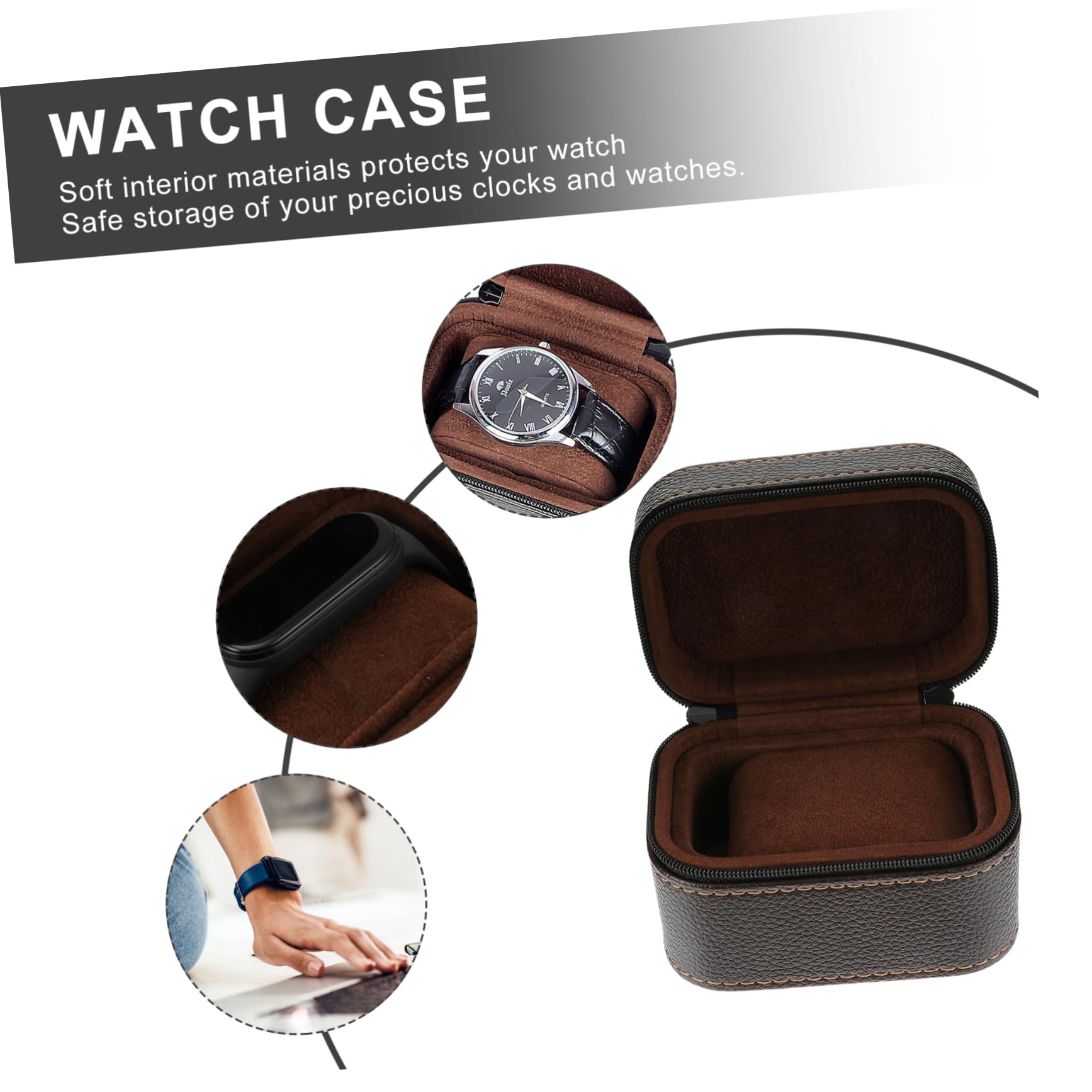 1pezzi Scatola Per Orologio Portatile Cerniera Scatola Porta Orologi in Pelle Organizzatore Per Orologi Da Viaggio Toeletta
