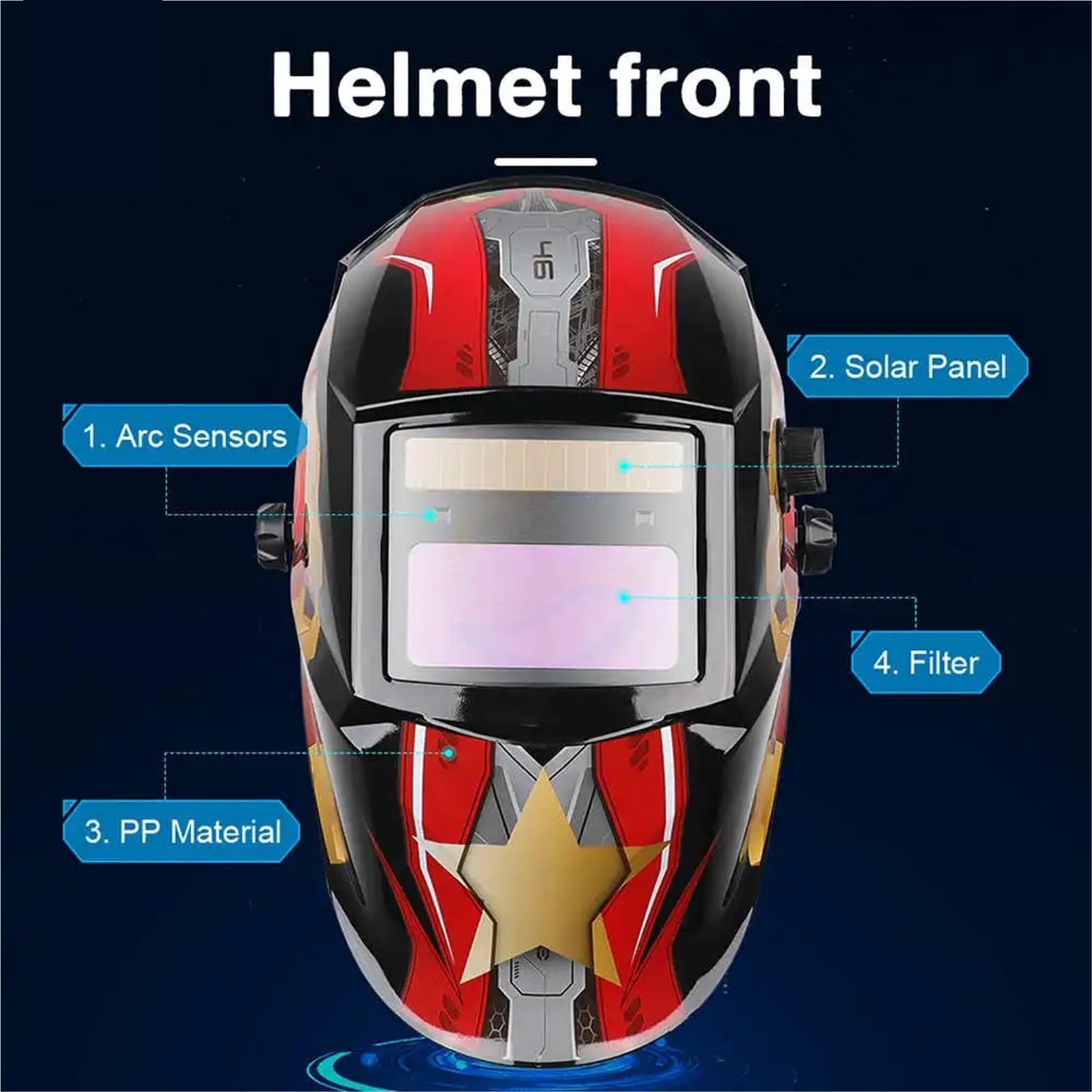 Careta Soldar, Mascara Soldar Máscara de soldadura solar, casco, gorra de soldador eléctrico, lente de soldadura de seguridad, anti-UV, oscurecimiento automático, rango ajustable for máquina de soldar