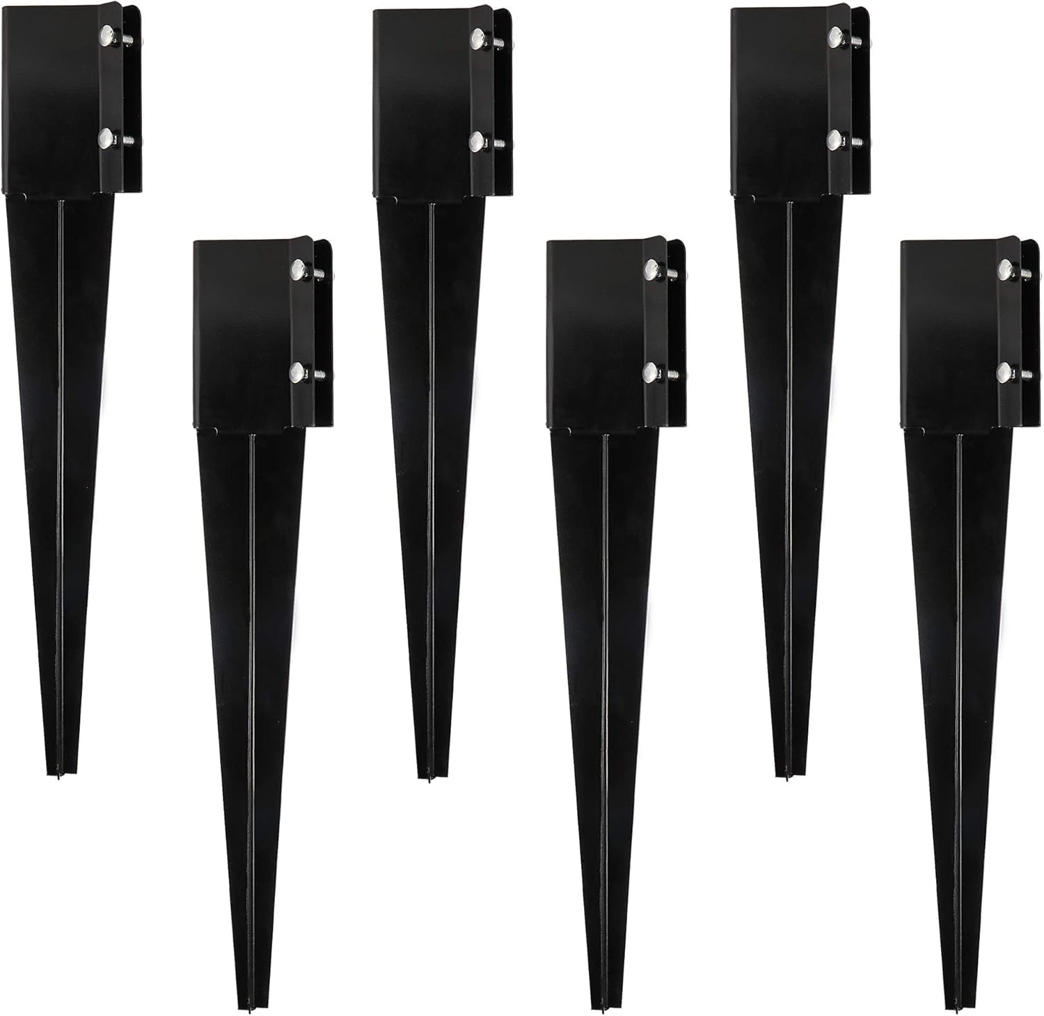 6 Pcs Fence Post Anchor Ground Spike 4x4 Metal Post Stake 24 Inch for Mailbox Deck Railing Black