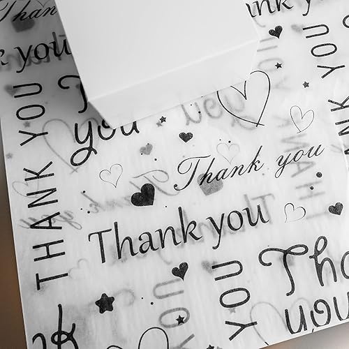 Miniatura 2 de Hi Sasara 50 hojas de papel de seda de agradecimiento a granel, embalaje de agradecimiento, 14 x 20 pulgadas (negro)