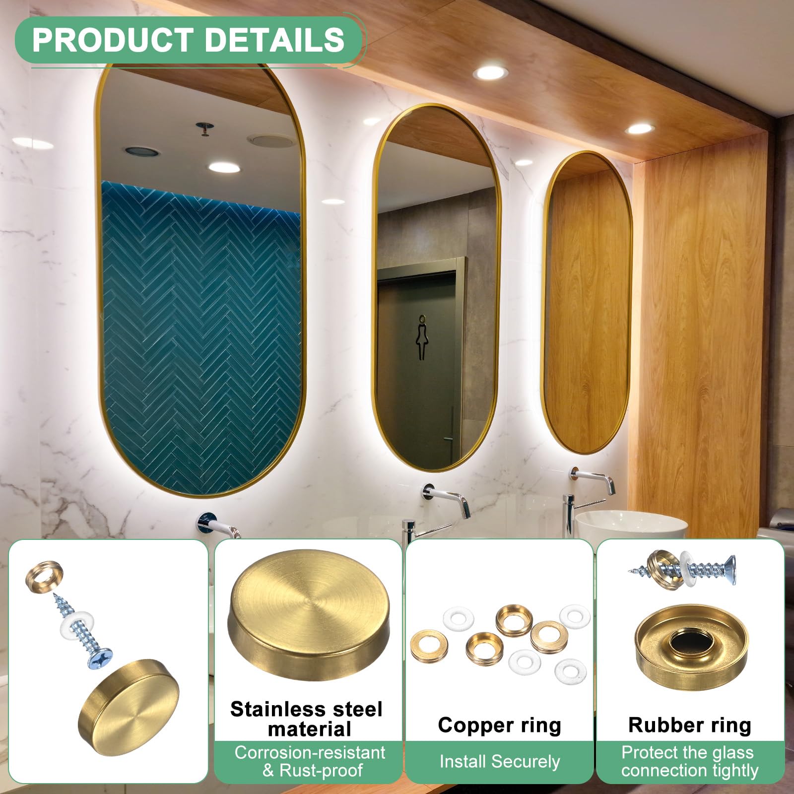 Stainless Steel Screw Caps - Gold Tone (20 Pack) -2 Stainless Steel Screw Caps - Gold Tone (20 Pack) -2