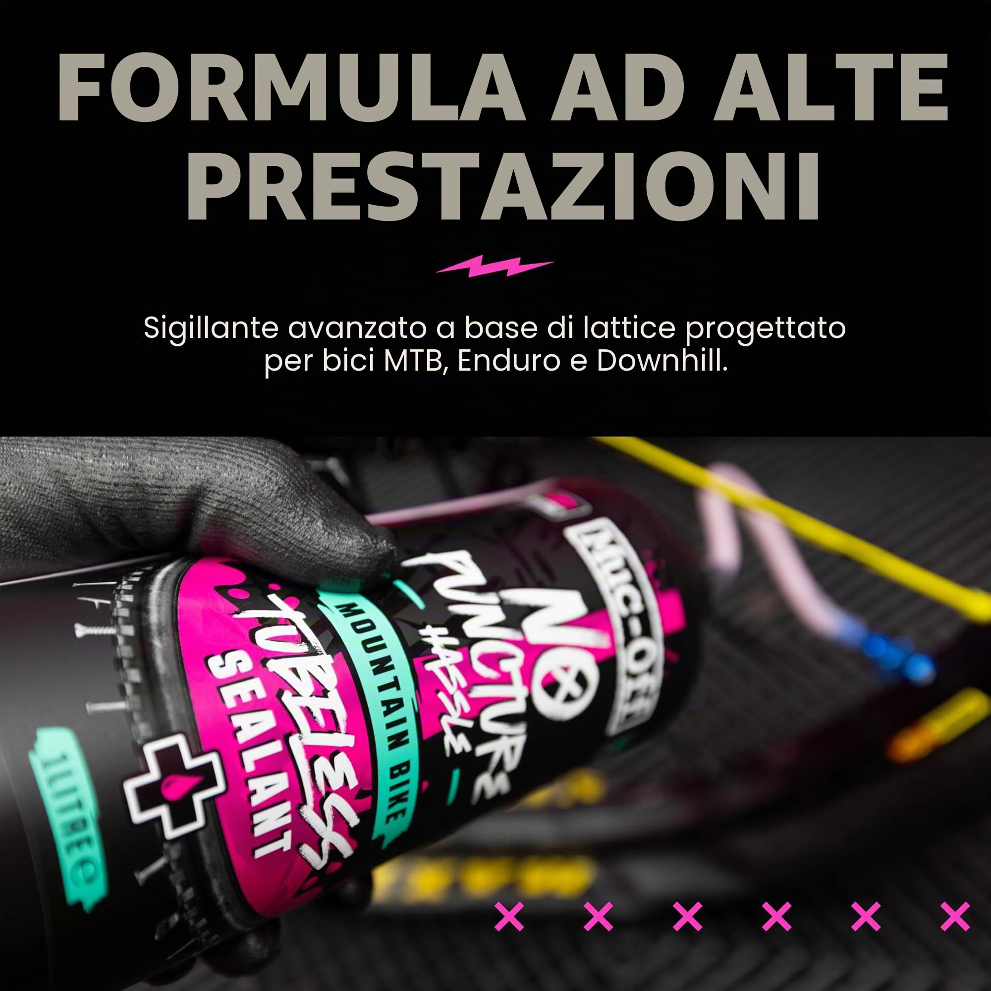 Muc-Off No Puncture Hassle Tubeless Sealant, 1 l - Liquido Tubeless Avanzato con Colorante Tracciante UV - Lattice per Tubeless Sigilla Strappi e Fori Fino a 6 mm
