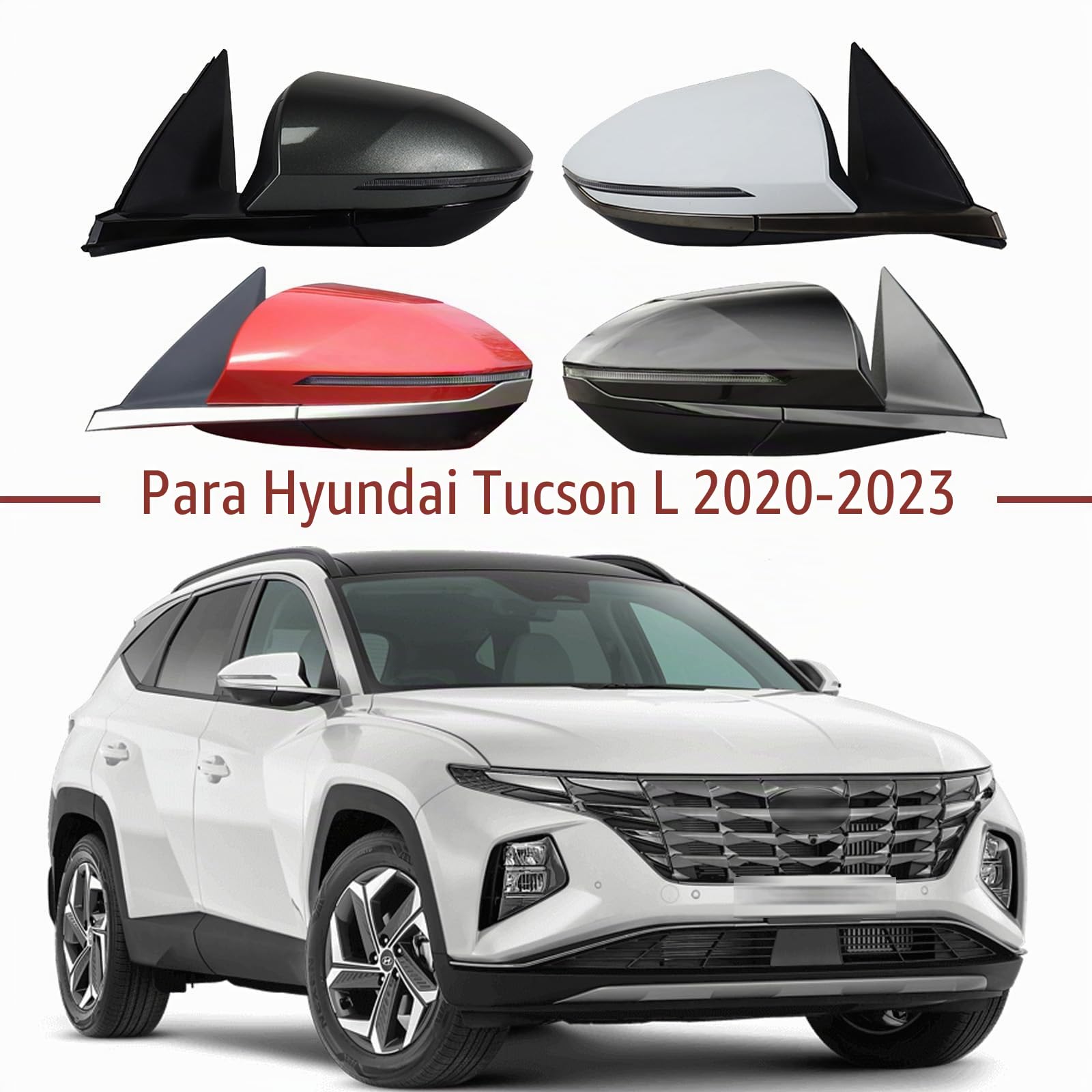 TiJeRa Espejo Exterior De Coche Para Hyundai Tucson L 2020 2021 2022 2023 Conjunto De Espejo Lateral