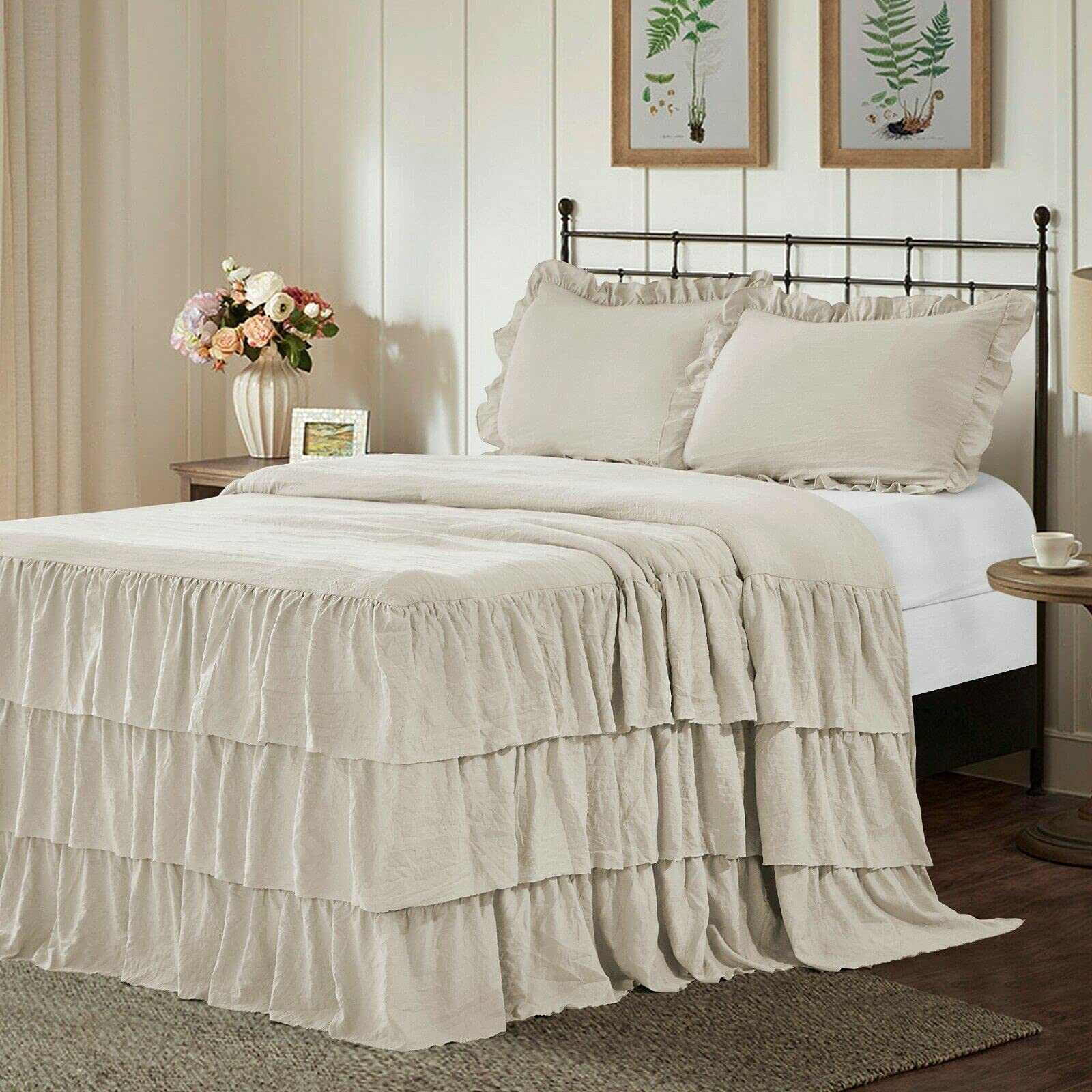 Urban Bedding 3 Pc Ruffle Skirt Bedspread Set 600 TC20´´ inch Drop
