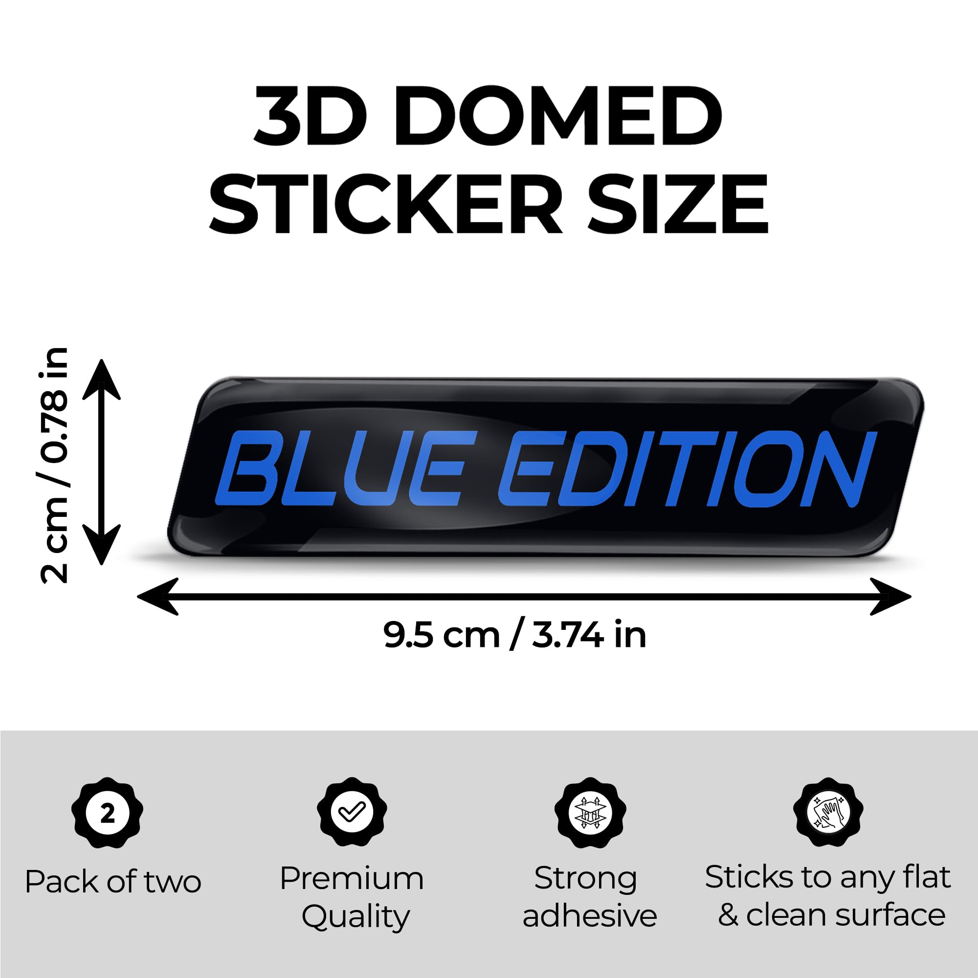 Biomar Labs 2 x żelowe silikonowe naklejki 3D, naklejka na zderzak, emblemat, automatyczne strojenie, do samochodu, motocykla, kasku, roweru, czarno-niebieskiej edycji, KS 212
