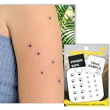 Semi-Permanent Tattoo, Micro Paw Prints, Long Lasting Temporary Tattoos, Waterproof Plant-Based Ink, Lasts 1-2 Weeks, Color Develops in 24 Hours MNF214