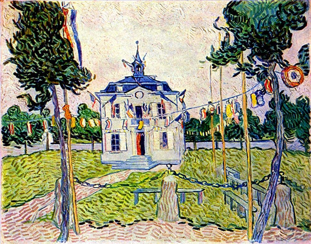 Amazon.co.jp: 枚の油絵 オーヴェール市庁舎、1890 年 7 月 14 日 