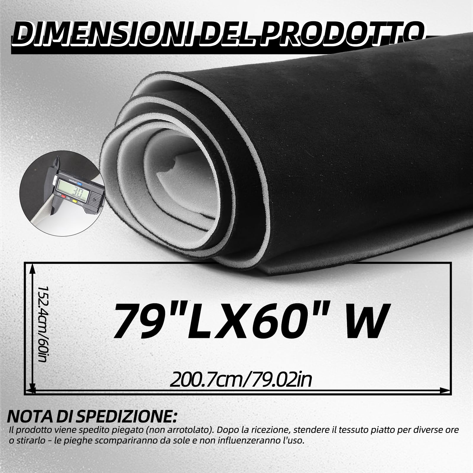 Tettoia in camoscio con dorso in schiuma per interni dell'auto, adatto per la sostituzione di cieli auto, camper, campervan e progetti fai da te (200,7 x 152,4 cm) (nero)