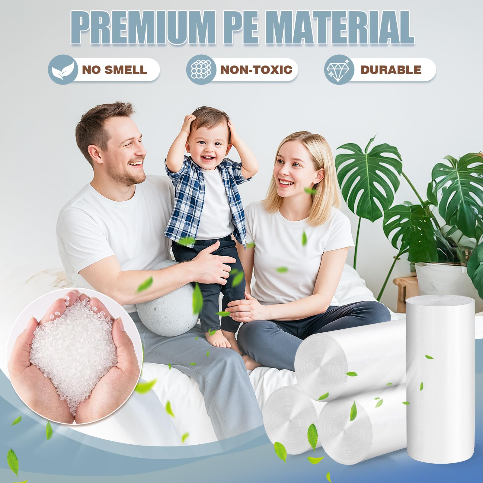 Bolsas de basura de 8 galones – 50 bolsas de basura medianas de 8 galones, bolsas de basura blancas sin perfume de 8 galones para oficina, dormitorio, baño, cocina