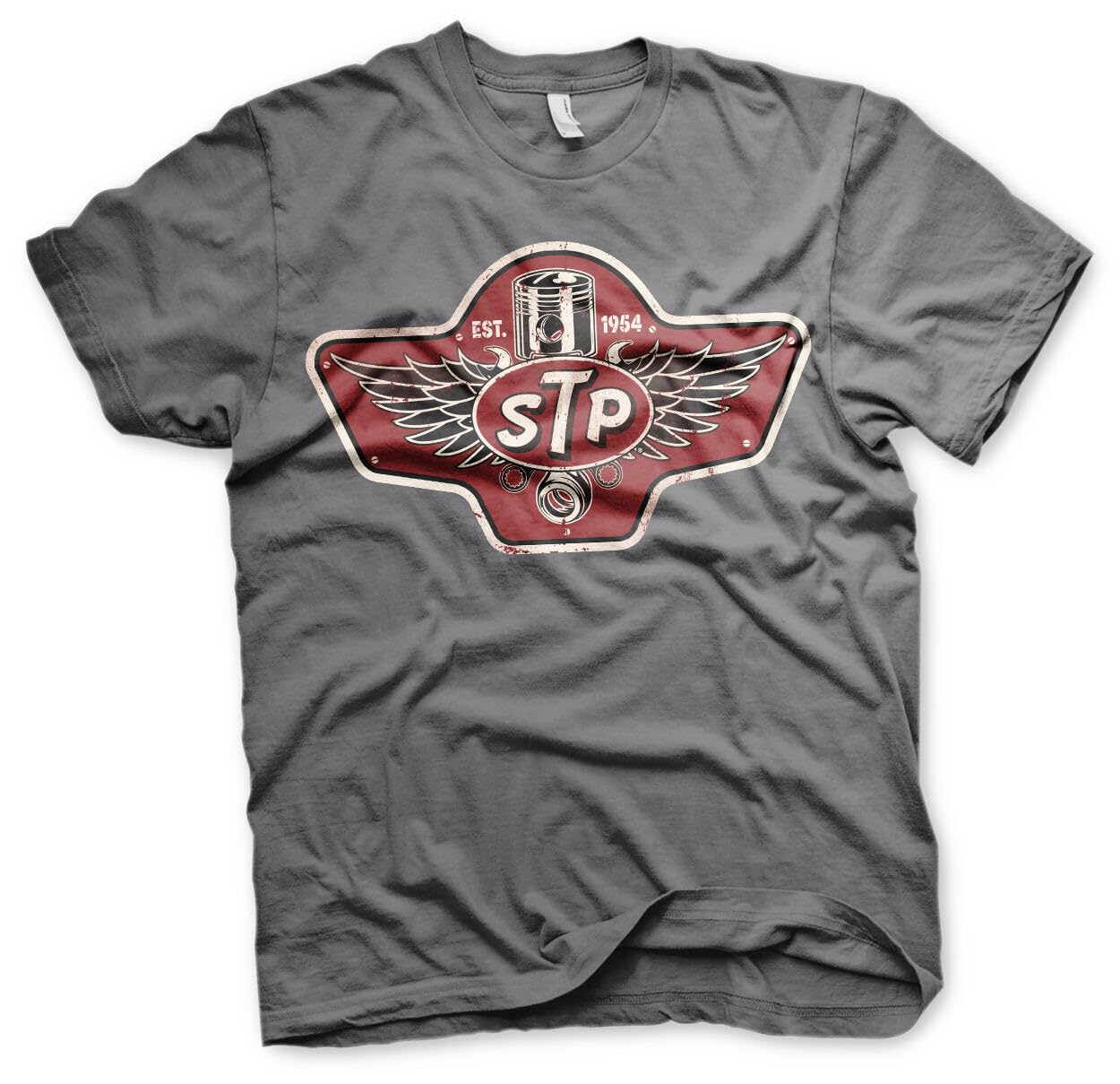 STP Officially Licensed Piston Emblem Mens T-Shirt (Dark Grey), XX-Large